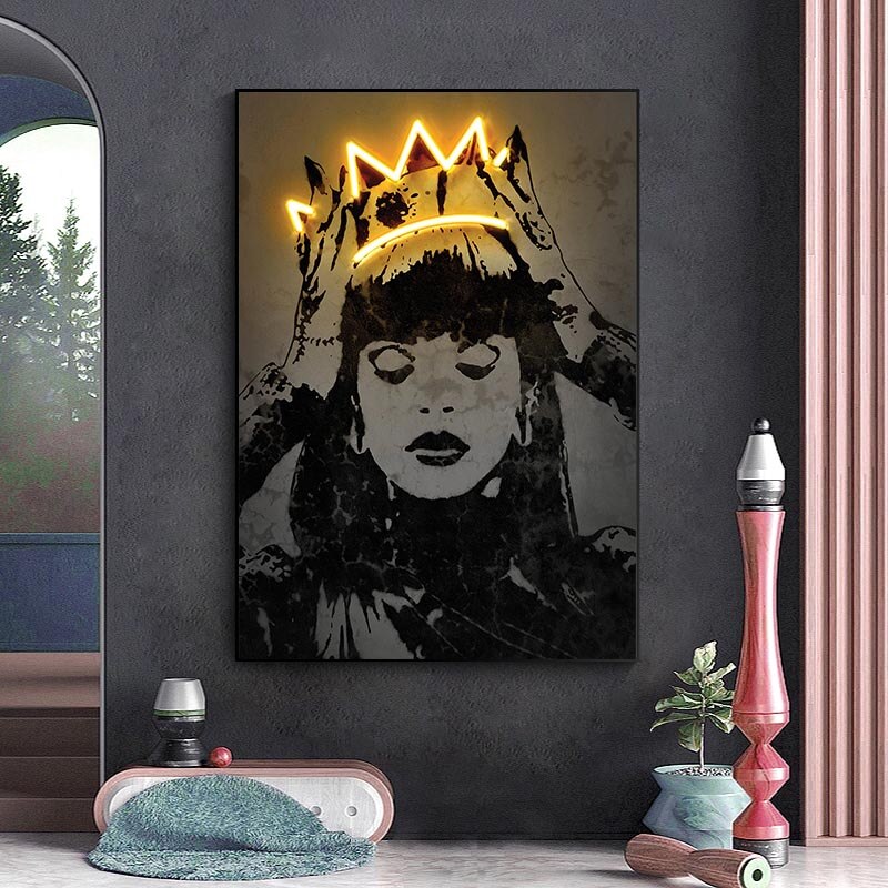 Princess Crown Neon Canvas Wall Art-MinimalisticDecor.com