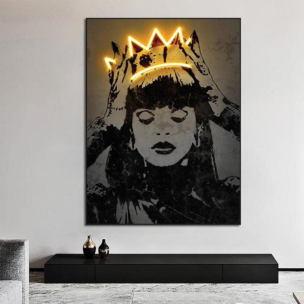 Princess Crown Neon Canvas Wall Art-MinimalisticDecor.com
