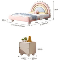 Princess Rainbow Bed Set for Girls – Matte Leather Finish Solid Wood Frame-MinimalisticDecor.com