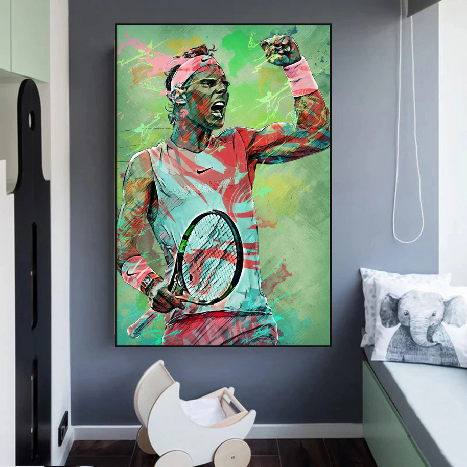Rafael Nadal Tennis Canvas Wall Art - Sports Legend Decor-MinimalisticDecor.com