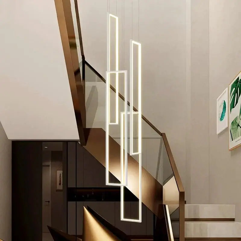 Rectangular Pendants Staircase Chandelier Lighting-MinimalisticDecor.com