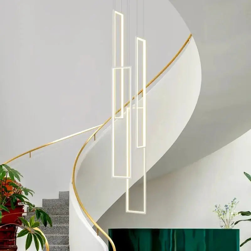 Rectangular Pendants Staircase Chandelier Lighting-MinimalisticDecor.com