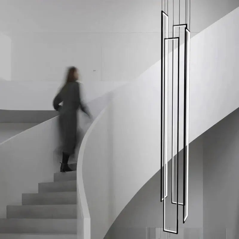 Rectangular Pendants Staircase Chandelier Lighting-MinimalisticDecor.com