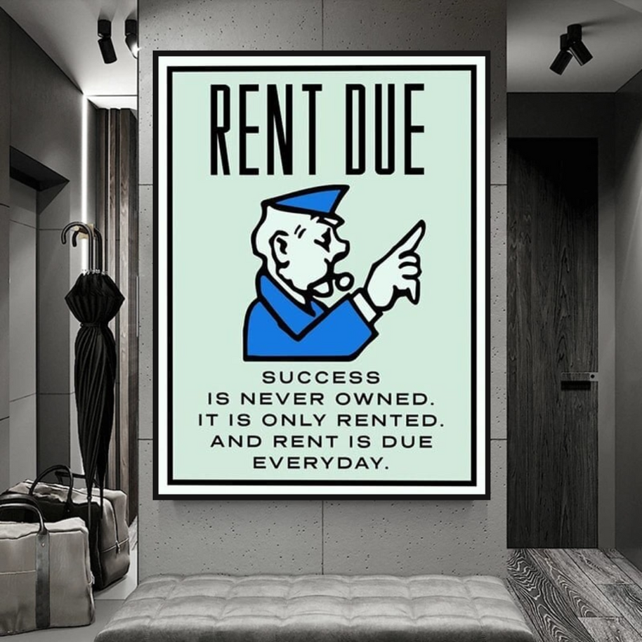 Rent Due Board Game - Monopoly Wall Art for Game Night-MinimalisticDecor.com