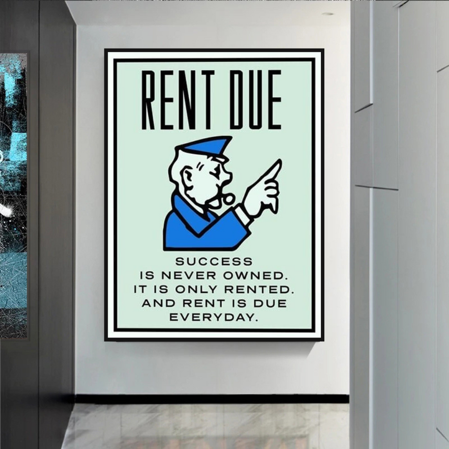 Rent Due Board Game - Monopoly Wall Art for Game Night-MinimalisticDecor.com