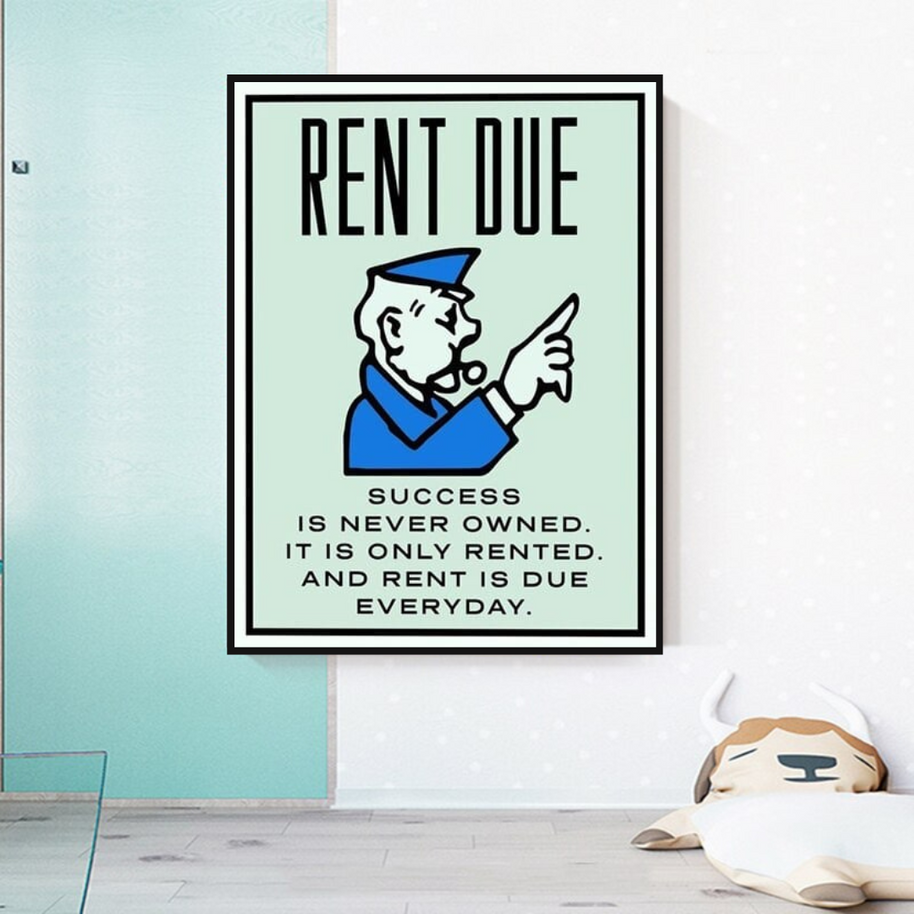 Rent Due Board Game - Monopoly Wall Art for Game Night-MinimalisticDecor.com