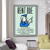 Rent Due Board Game - Monopoly Wall Art for Game Night-MinimalisticDecor.com