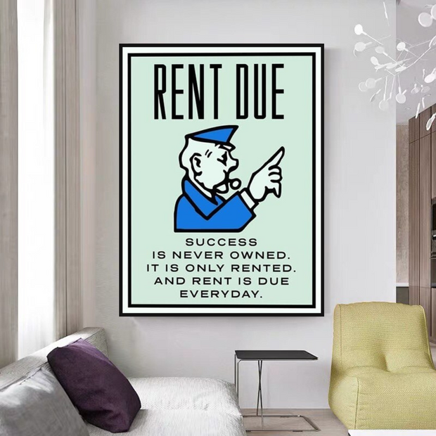 Rent Due Board Game - Monopoly Wall Art for Game Night-MinimalisticDecor.com