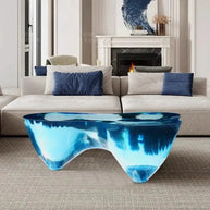 Resin Figurine Glass Coffee Table-MinimalisticDecor.com