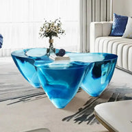 Resin Figurine Glass Coffee Table-MinimalisticDecor.com