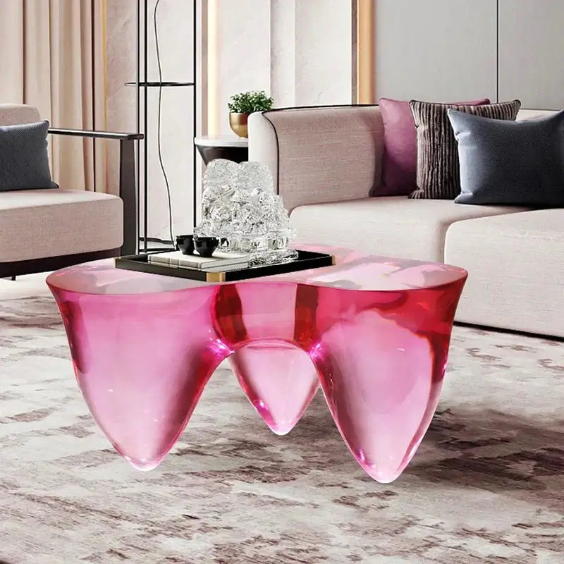 Resin Figurine Glass Coffee Table-MinimalisticDecor.com