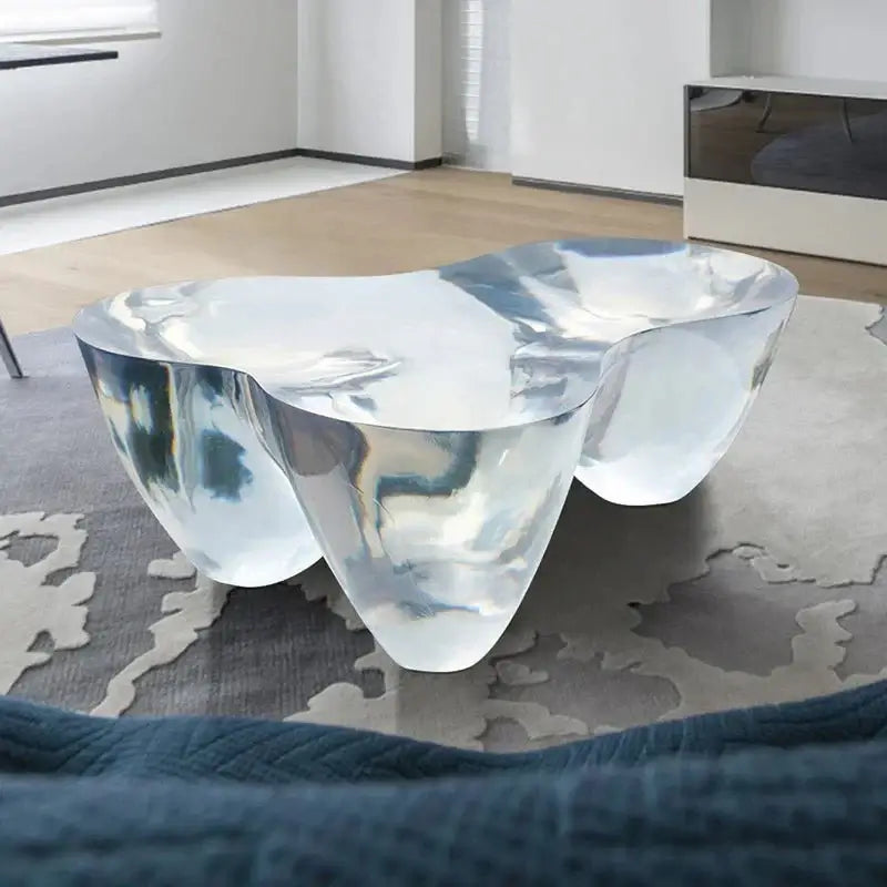 Resin Figurine Glass Coffee Table-MinimalisticDecor.com