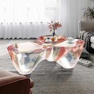 Resin Figurine Glass Coffee Table-MinimalisticDecor.com