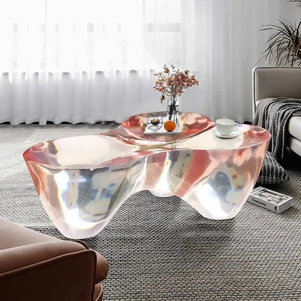 Resin Figurine Glass Coffee Table-MinimalisticDecor.com