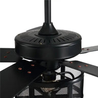 Retro Black Ceiling Fan Drum Style Wood Blades-MinimalisticDecor.com