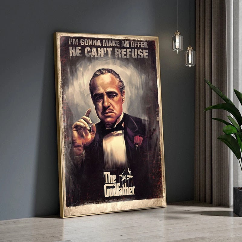 Retro Godfather Movie Poster - Canvas Print for Living Room Decor-MinimalisticDecor.com