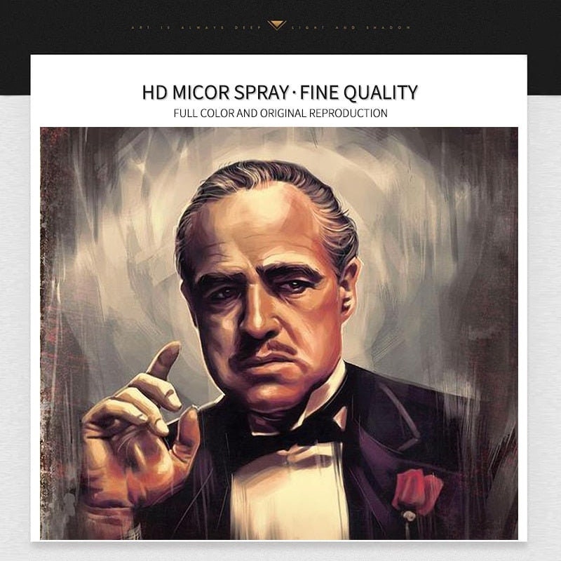 Retro Godfather Movie Poster - Canvas Print for Living Room Decor-MinimalisticDecor.com