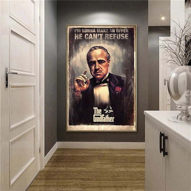 Retro Godfather Movie Poster - Canvas Print for Living Room Decor-MinimalisticDecor.com