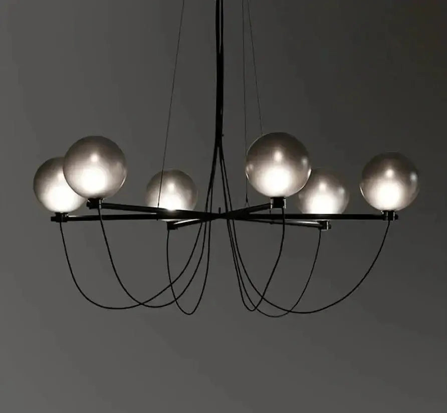 Retro Misty Gray Glass Ball LED Chandelier-MinimalisticDecor.com