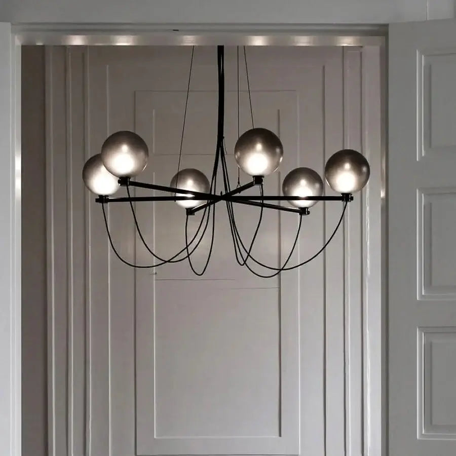 Retro Misty Gray Glass Ball LED Chandelier-MinimalisticDecor.com