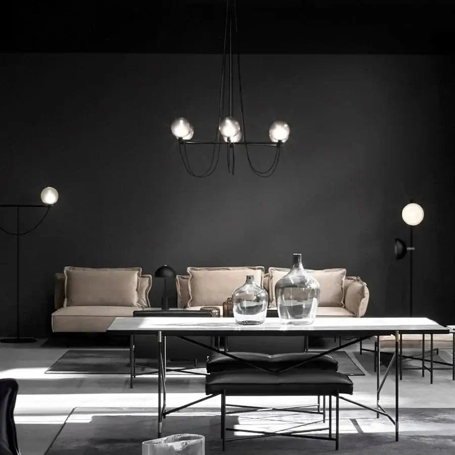 Retro Misty Gray Glass Ball LED Chandelier-MinimalisticDecor.com
