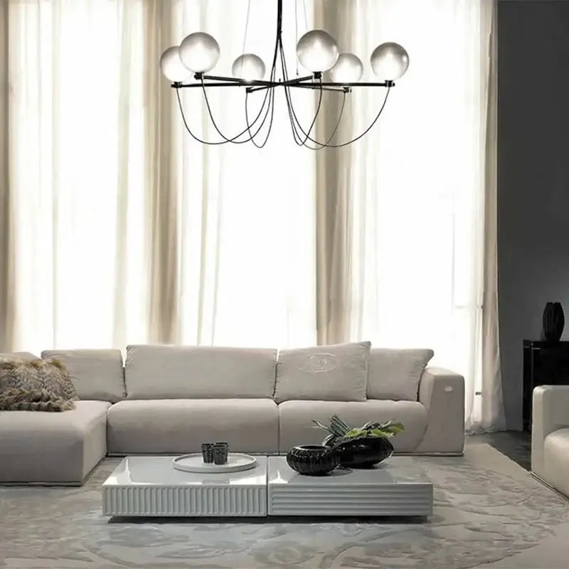 Retro Misty Gray Glass Ball LED Chandelier-MinimalisticDecor.com