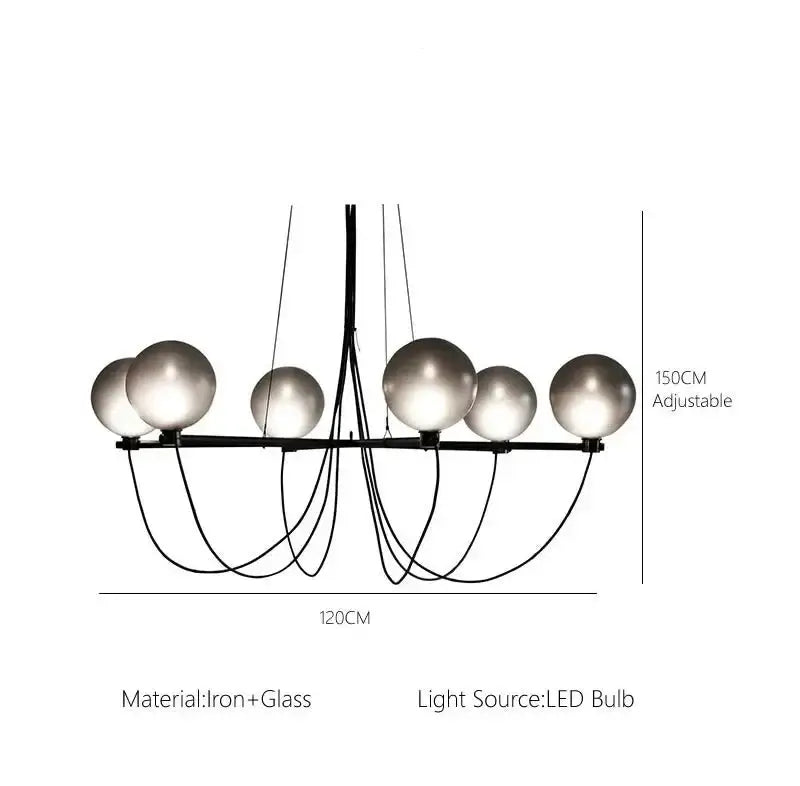 Retro Misty Gray Glass Ball LED Chandelier-MinimalisticDecor.com