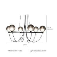 Retro Misty Gray Glass Ball LED Chandelier-MinimalisticDecor.com