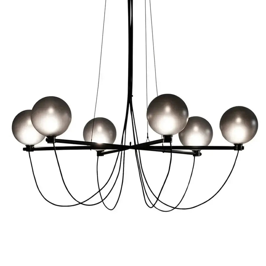 Retro Misty Gray Glass Ball LED Chandelier-MinimalisticDecor.com