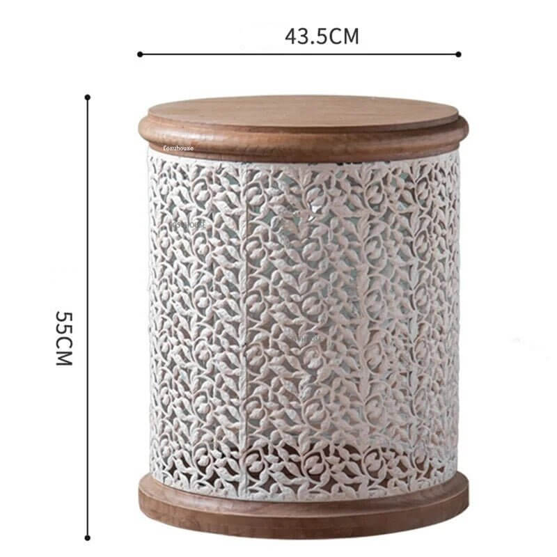 Retro Round Pine Wood Coffee Table Set of 3-MinimalisticDecor.com