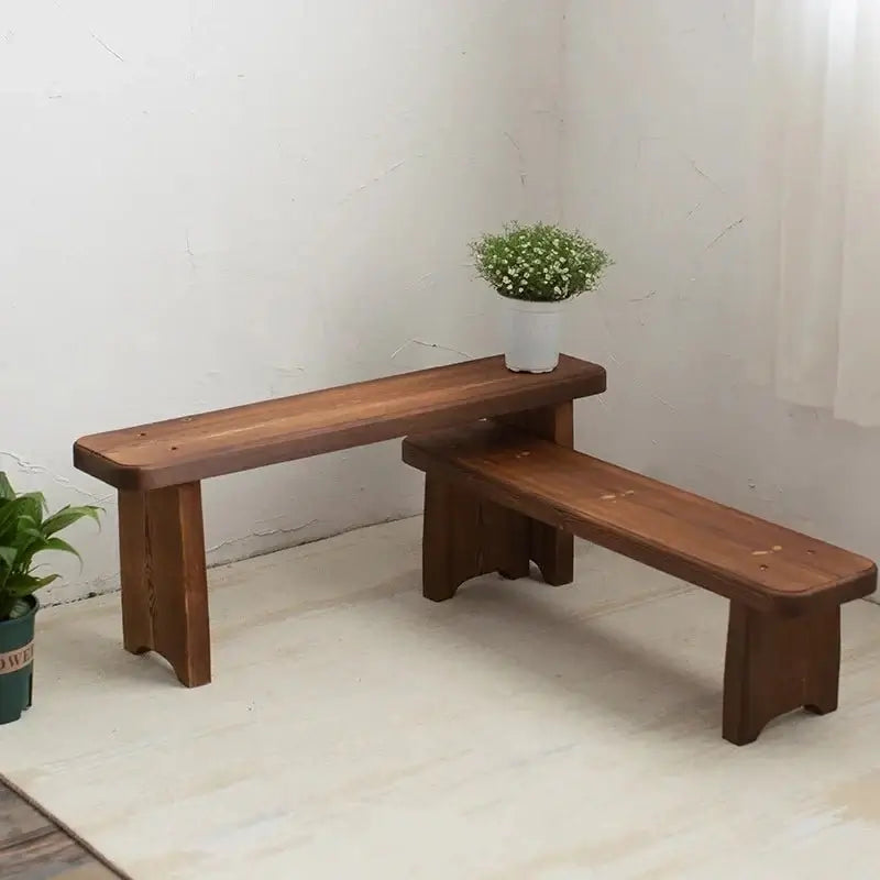 Retro Solid Oak Wood Shoe Long Bench-MinimalisticDecor.com