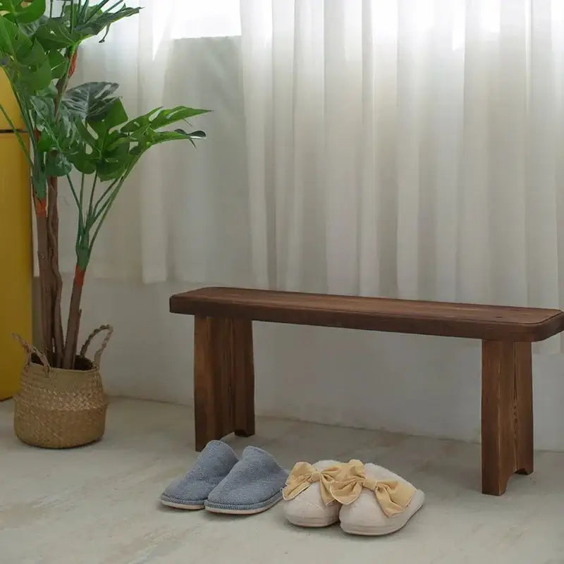 Retro Solid Oak Wood Shoe Long Bench-MinimalisticDecor.com