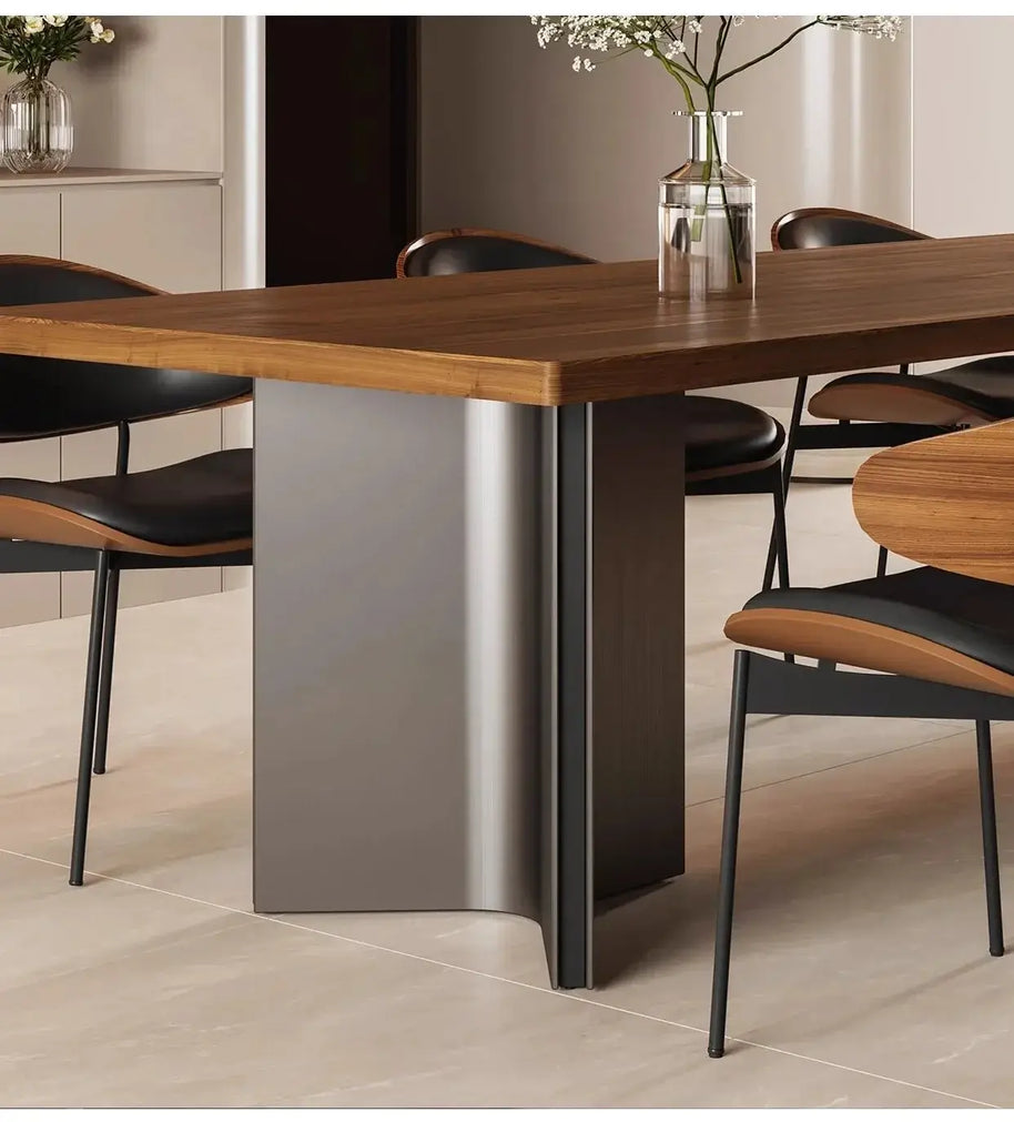 Retro Solid Wood Antique Walnut Dining Table Set – Timeless Craftsmanship-MinimalisticDecor.com