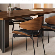 Retro Solid Wood Antique Walnut Dining Table Set – Timeless Craftsmanship-MinimalisticDecor.com