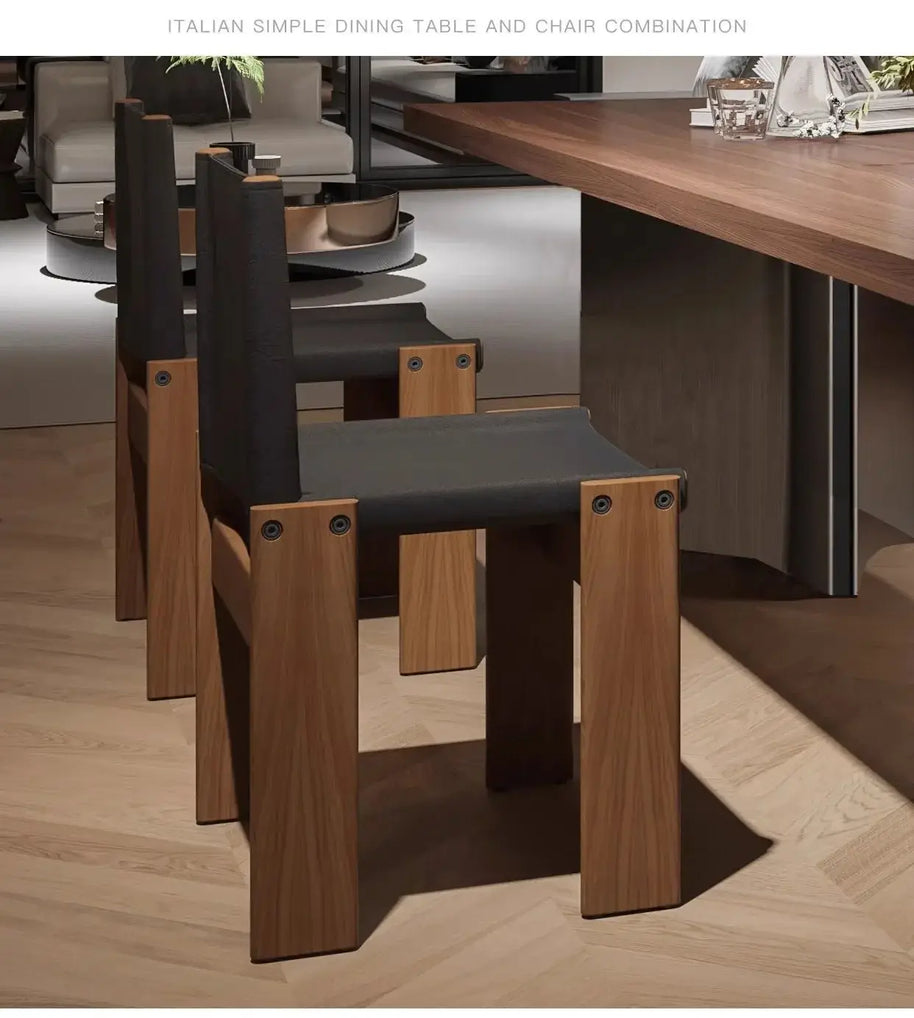 Retro Solid Wood Antique Walnut Dining Table Set – Timeless Craftsmanship-MinimalisticDecor.com
