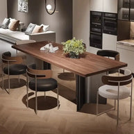 Retro Solid Wood Antique Walnut Dining Table Set – Timeless Craftsmanship-MinimalisticDecor.com