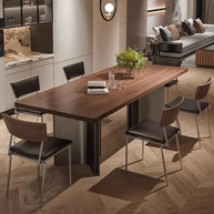 Retro Solid Wood Antique Walnut Dining Table Set – Timeless Craftsmanship-MinimalisticDecor.com