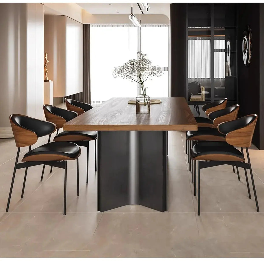 Retro Solid Wood Antique Walnut Dining Table Set – Timeless Craftsmanship-MinimalisticDecor.com