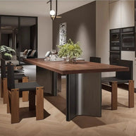 Retro Solid Wood Antique Walnut Dining Table Set – Timeless Craftsmanship-MinimalisticDecor.com