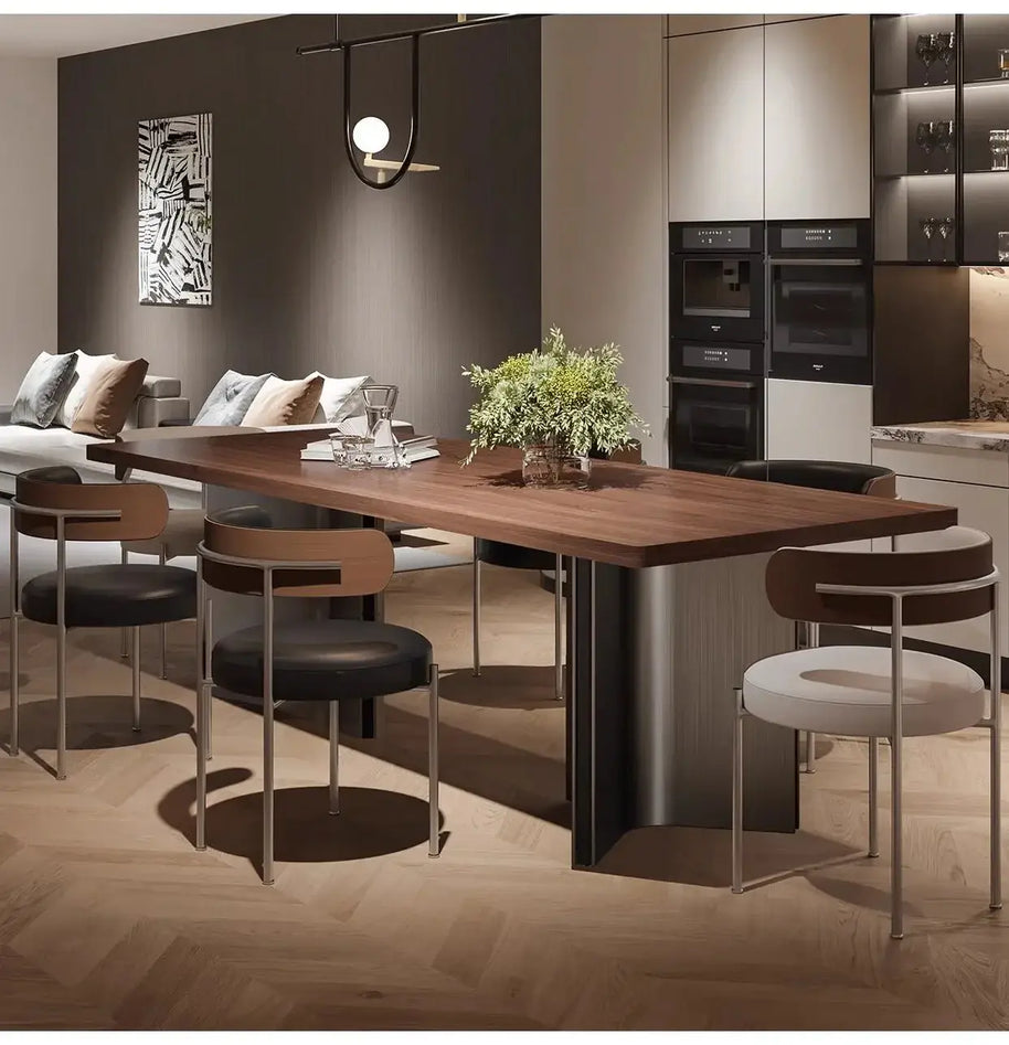 Retro Solid Wood Antique Walnut Dining Table Set – Timeless Craftsmanship-MinimalisticDecor.com