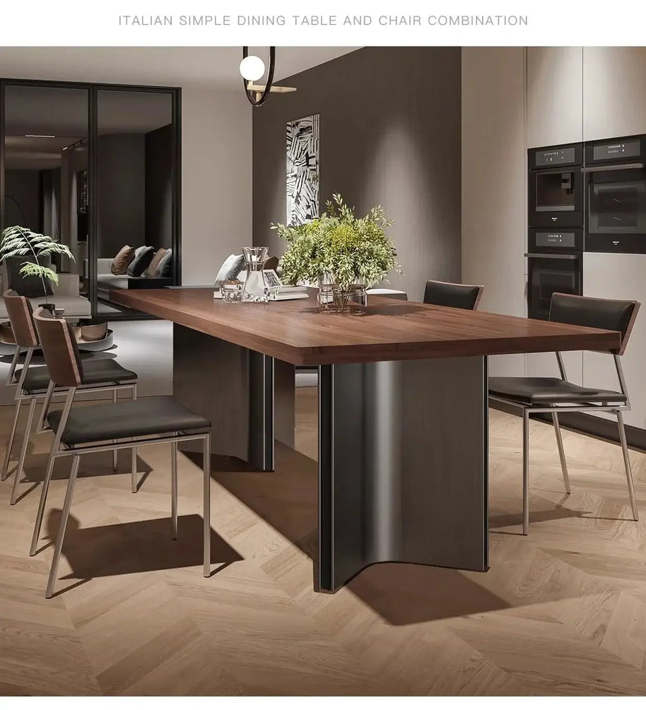 Retro Solid Wood Antique Walnut Dining Table Set – Timeless Craftsmanship-MinimalisticDecor.com