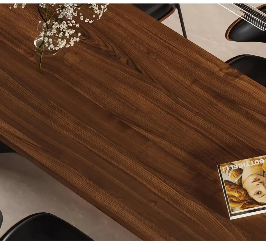 Retro Solid Wood Antique Walnut Dining Table Set – Timeless Craftsmanship-MinimalisticDecor.com