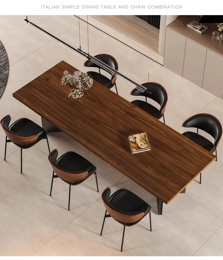 Retro Solid Wood Antique Walnut Dining Table Set – Timeless Craftsmanship-MinimalisticDecor.com