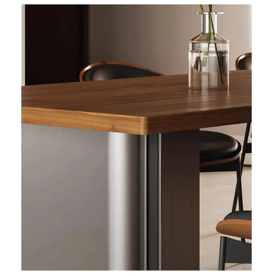 Retro Solid Wood Antique Walnut Dining Table Set – Timeless Craftsmanship-MinimalisticDecor.com