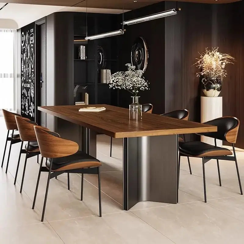 Retro Solid Wood Antique Walnut Dining Table Set – Timeless Craftsmanship-MinimalisticDecor.com