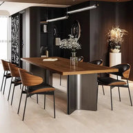 Retro Solid Wood Antique Walnut Dining Table Set – Timeless Craftsmanship-MinimalisticDecor.com