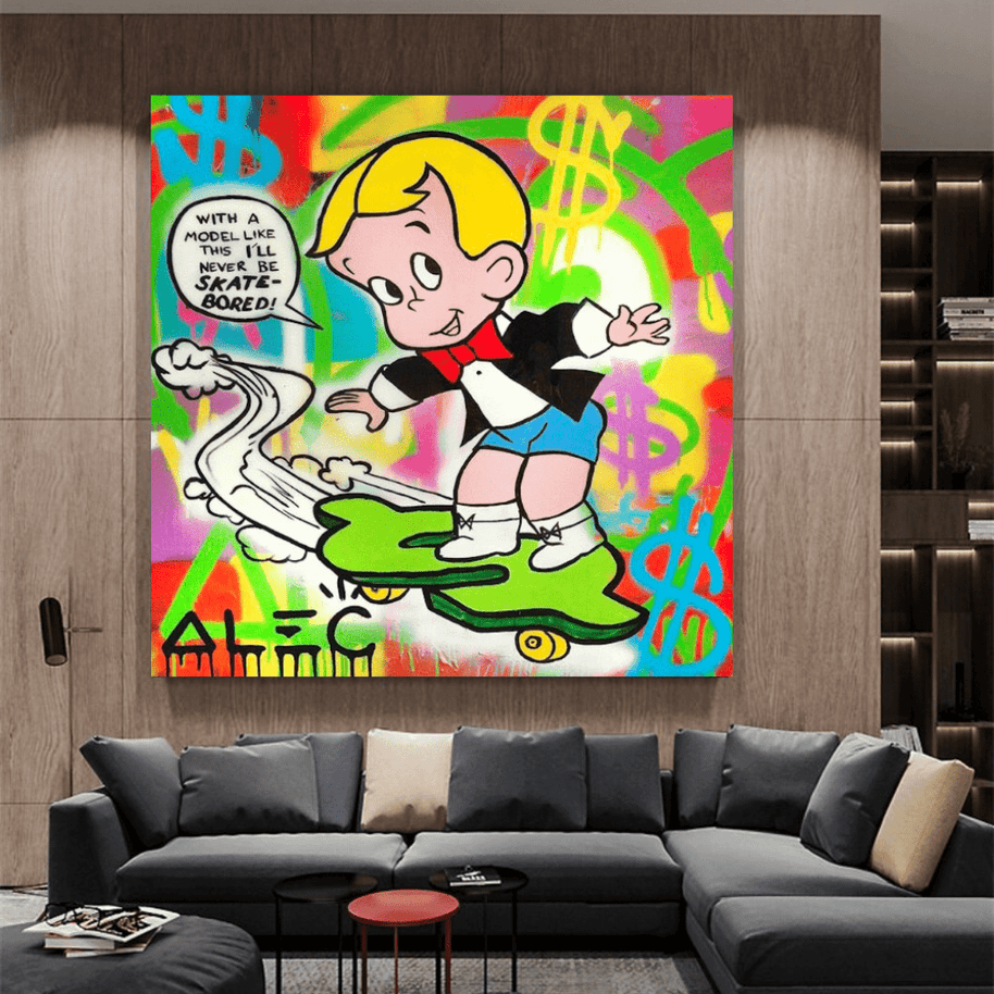 Richie Money Skating - Alec Monopoly Wall Art-MinimalisticDecor.com