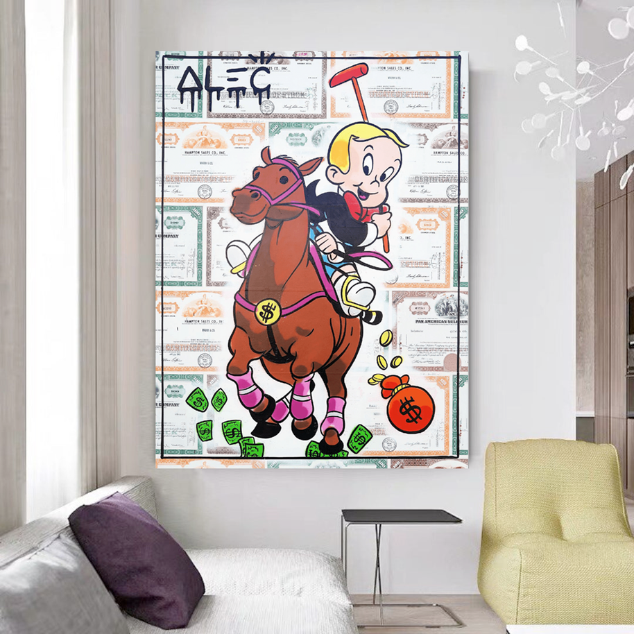 Richie Monopoly Riding Horse Art: Playing Polo Deed-MinimalisticDecor.com
