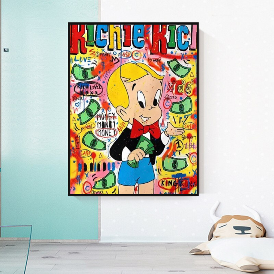 Richie Rich Money Boy Canvas Wall Art-MinimalisticDecor.com