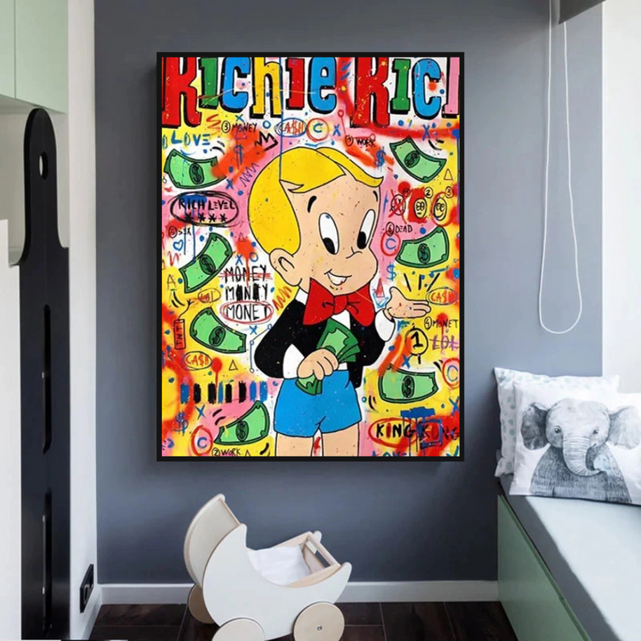 Richie Rich Money Boy Canvas Wall Art-MinimalisticDecor.com